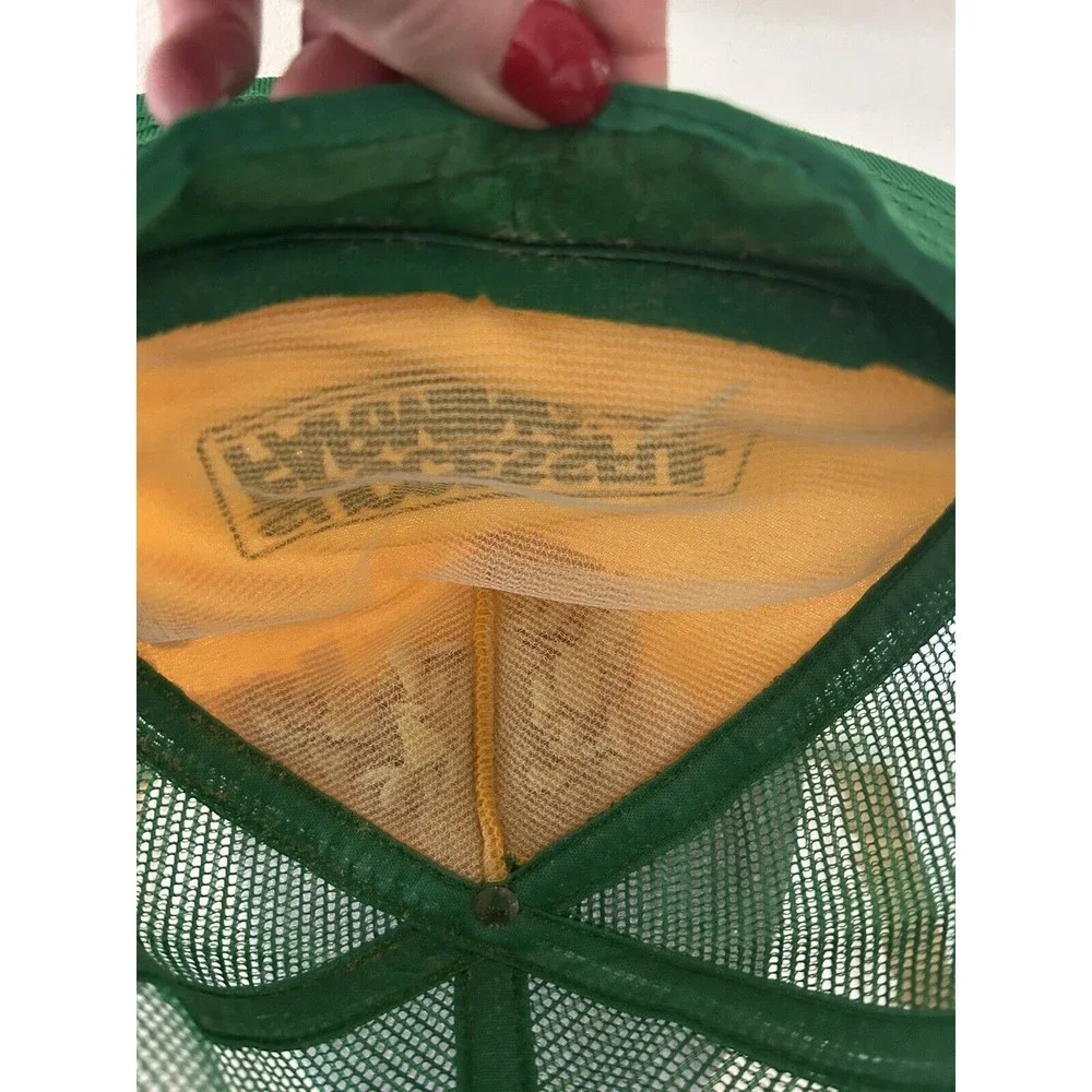 Vintage Successful Farming Yellow with Green Mesh Snapback Hat Cap USA Made READ